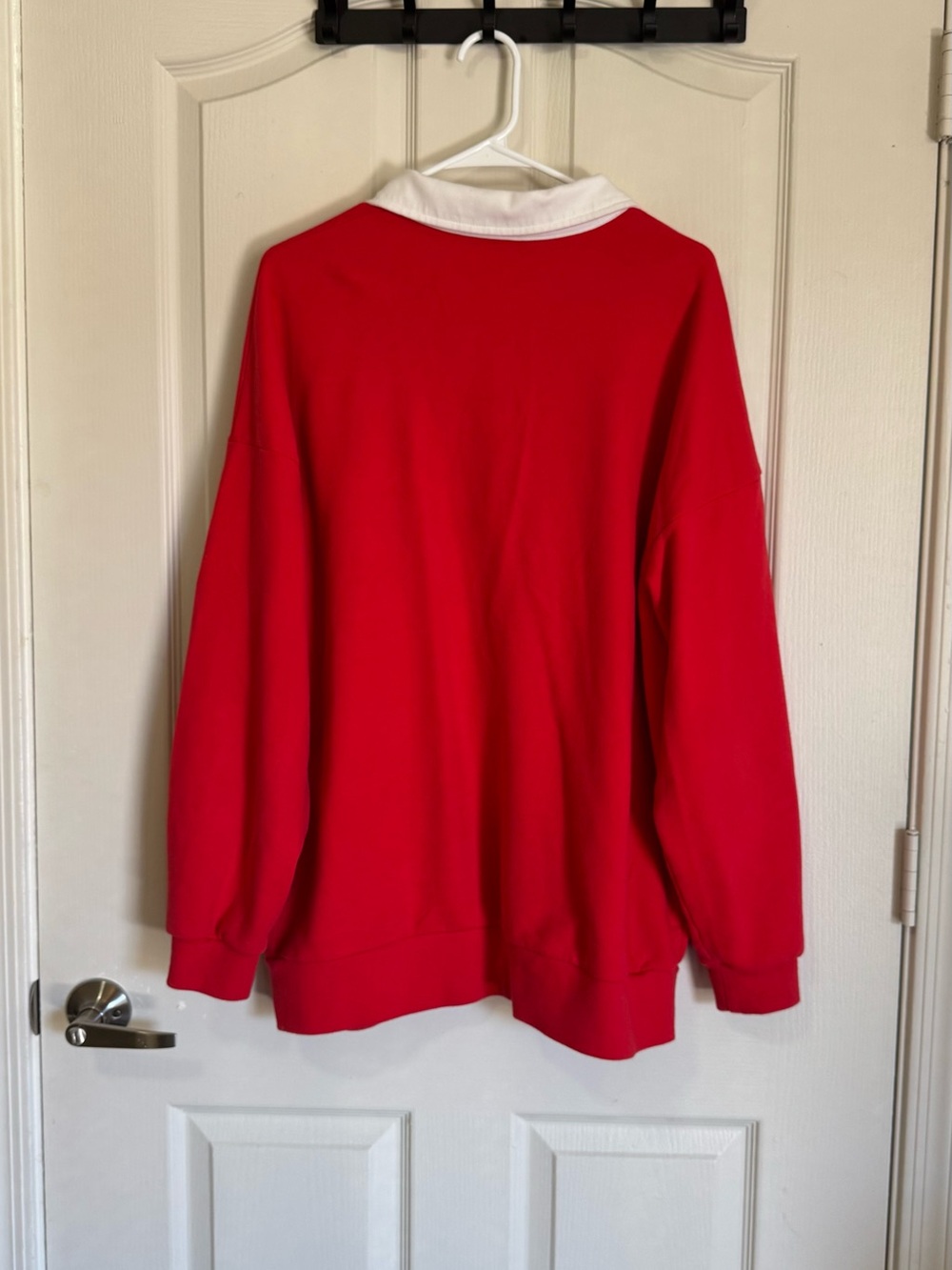 JoyLab Red Crewneck Rugby Sweatshirt with White Collar - Picture 2 of 5